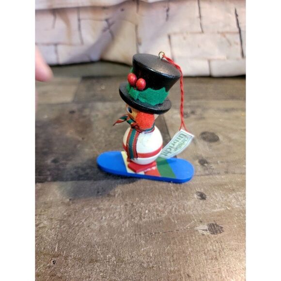 Christian uibricht wooden snowman mistletoe Xmas ornament decor - Picture 2 of 5